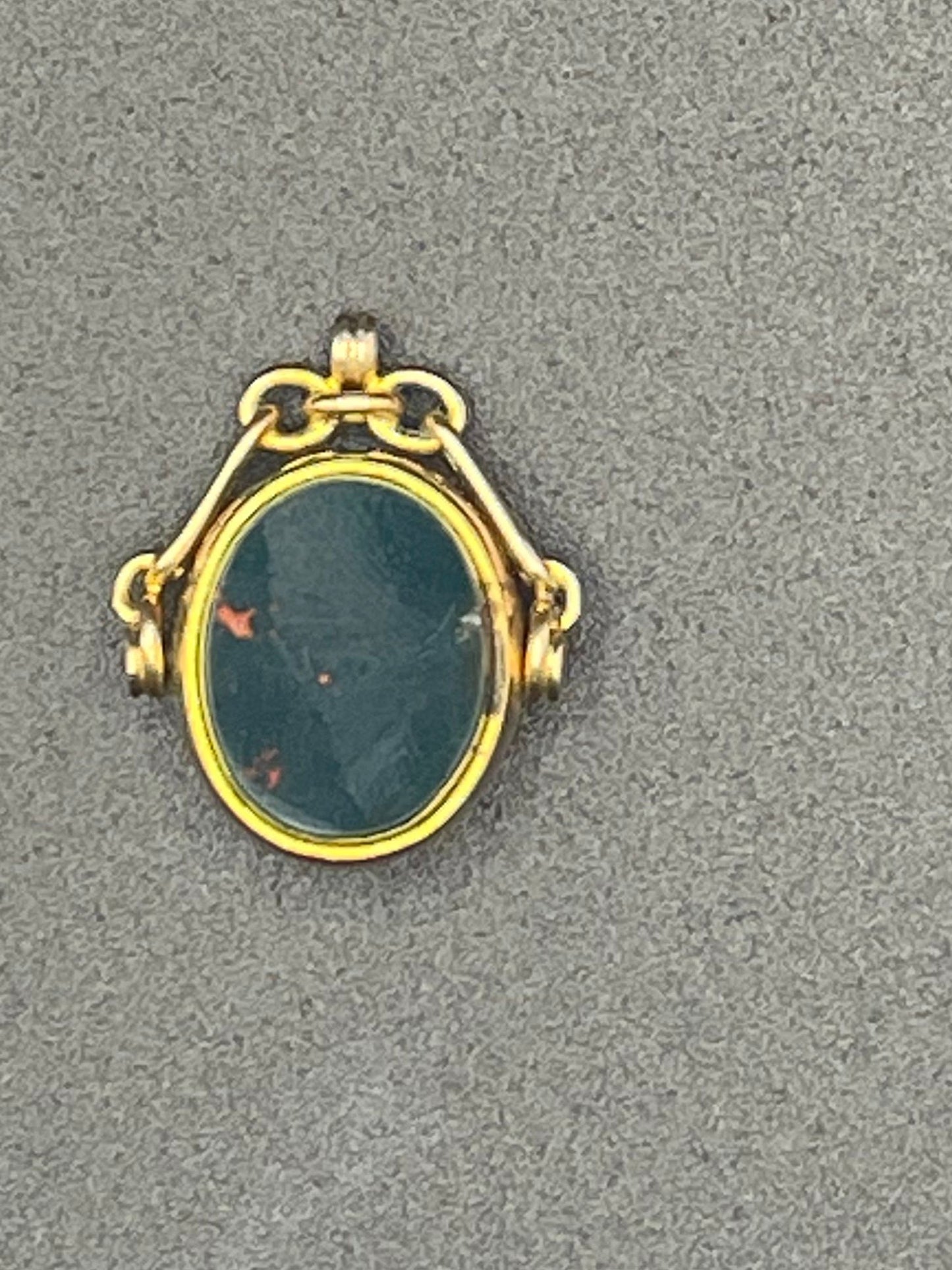 Antique 9ct Gold Bloodstone and Carnelian Fob Spinner c1800s