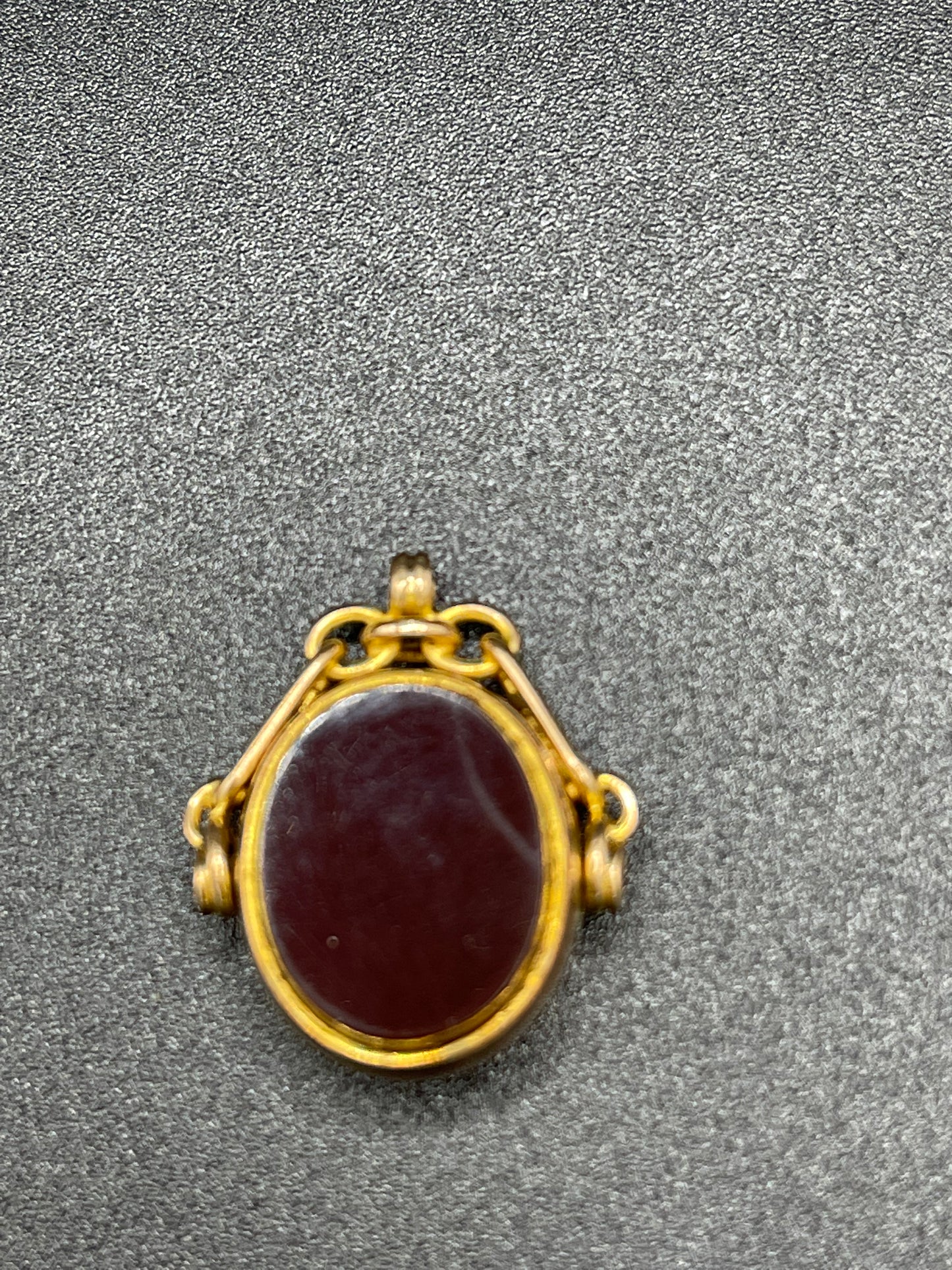 Antique 9ct Gold Bloodstone and Carnelian Fob Spinner c1800s